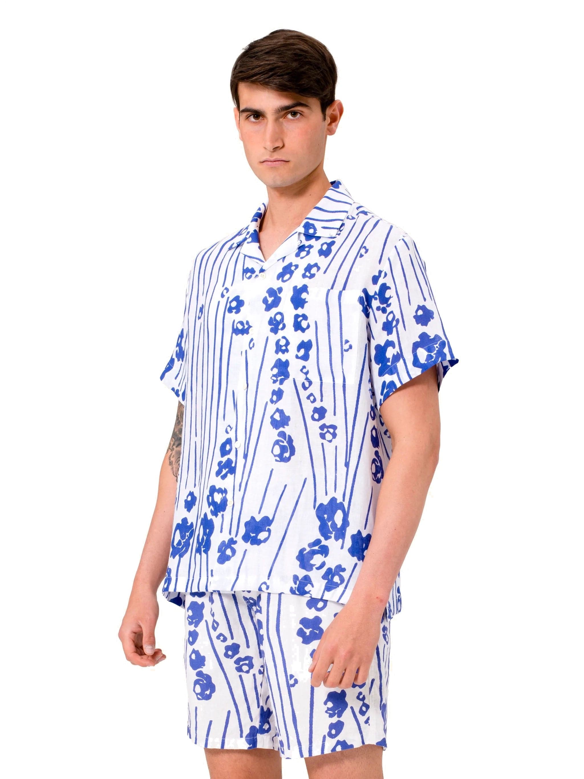 White and Blue Cognoscenti Linen Shirt