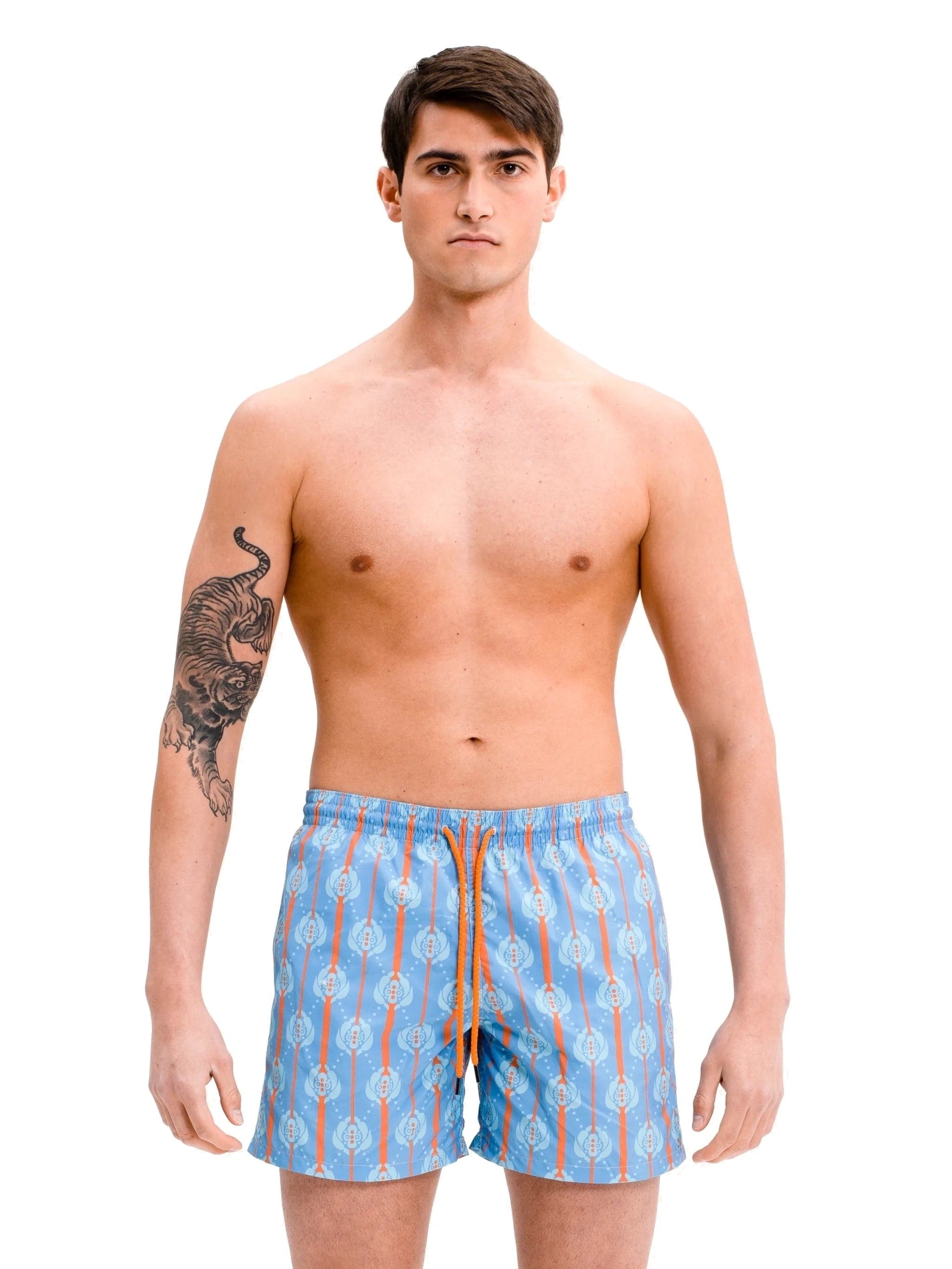 Blue and Orange Cognoscenti Swim Shorts